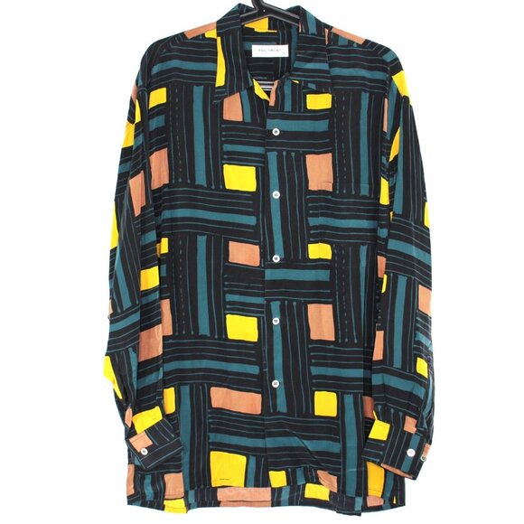 Equipment Mens Medium Flowy Silk Open Loop Collar Button Up Shirt NEW RARE C1171 - Picture 1 of 6